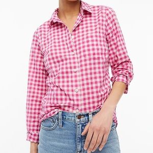 2 J.Crew Gingham Cotton Shirts 1 Pink & 1 Purple Size S